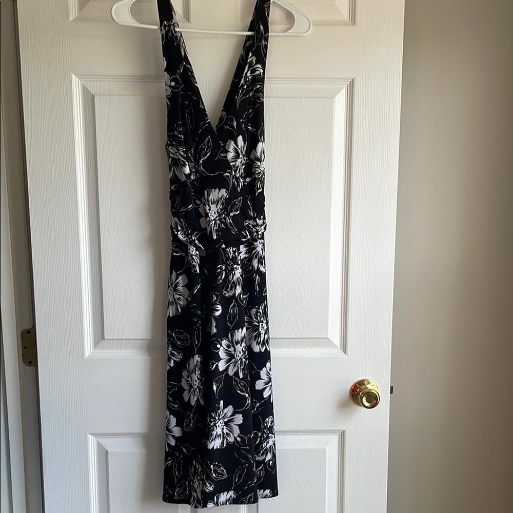 Joyce Leslie Black and White Floral Midi Dress